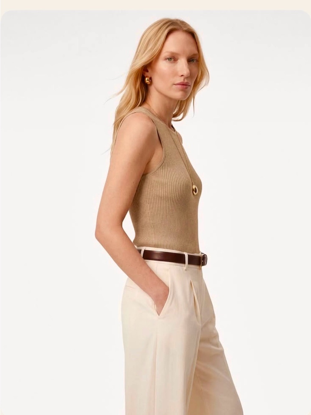 St. John Ribbed Sleeveless Blouse